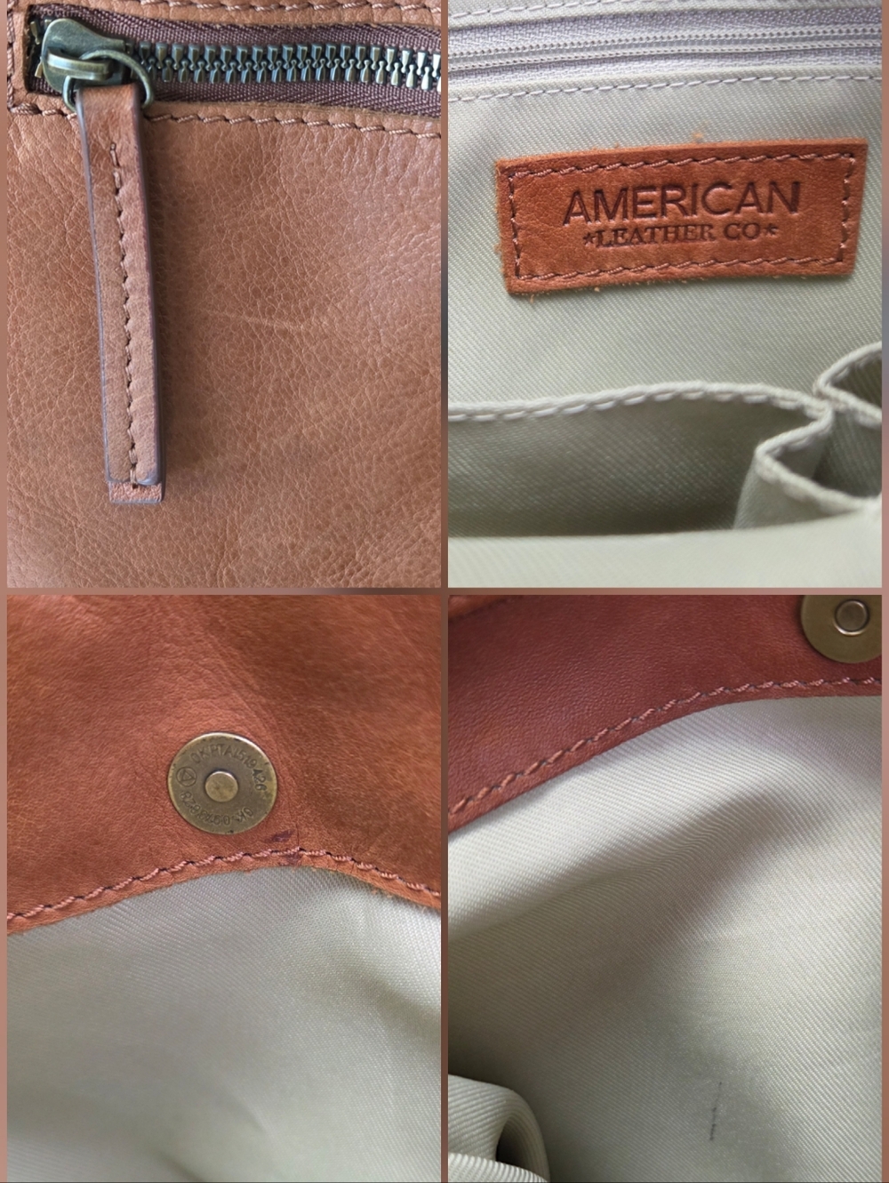 American Leather Co | Cognac Brown Real Leather Shoulder Bag - Picture 8 of 15
